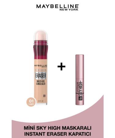 Maybelline New York Instant Anti Age Eraser Concealer - 01 Light & Mini Sky High Mascara 4.5 ML