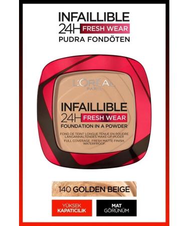 L'Oreal Paris Infaillible 24h Fresh Wear Powder Foundation 140 Golden Beige