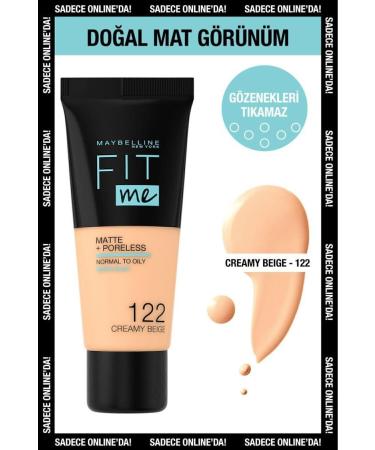 Maybelline New York Matte Foundation - Fit Me Matte + Poreless Foundation No: 122