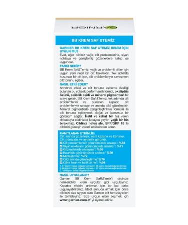 Garnier Pure & Clean Bb Cream Light Tone Spf 15 50ml - Buy Online on GoSupps.com