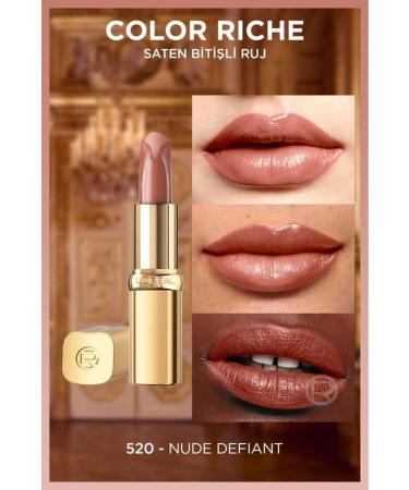 L'Oreal Paris COLOR RICHE INTENSE PIGMENT SATIN FINISH LIPSTICK - 520 NUDE DEFIANT - LIPSTICK DEMBA3117 - Buy Online on GoSupps.com