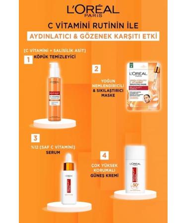 L'Oreal Paris 3-Pack Revitalift Clinical Instant Brightening Vitamin C Serum Effect Mask - Buy Online on GoSupps.com