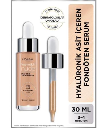 L'Oreal Paris True Match Nude Foundation Serum 3-4 Light Medium