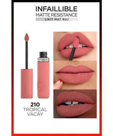 L'Oreal Paris Infaillible Matte Resistance Liquid Matte Lipstick - 210 Tropical Vacay - Buy Online on GoSupps.com