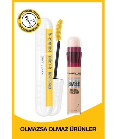 Maybelline New York Colossal Curl Bounce Mascara & Instant Anti Age Eraser Concealer 01 Light 2-Piece Eye Makeup Set