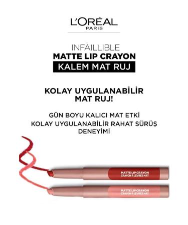 L'Oreal Paris L'or al Paris Infaillible Matte Lip Crayon Pencil Matte Lipstick - 110 Caramel Rebel - Buy Online on GoSupps.com