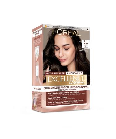 L'Oreal Paris Excellence Creme Nude Colors Hair Dye 3u Nude Dark Brown - Buy Online on GoSupps.com