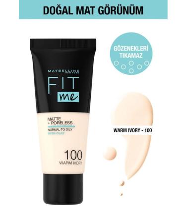 Maybelline New York Fit Me Matte Poreless Foundation - 100 Warm Ivory