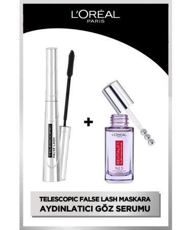 L'Oreal Paris False Lash Telescopic Fiber Mascara & Revitalift Filler Eye Contour Brightening Eye Serum 20ml
