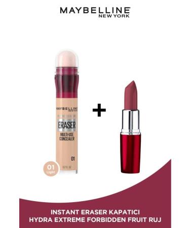 Maybelline New York Instant Anti Age Eraser Concealer 01 Light & Hydra Extreme Forbidden Fruit Lipstick 805 Purple Lust Plum