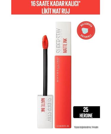 Maybelline New York Super Stay Matte Ink Likit Mat Ruj - 25 Heroine - Turuncu