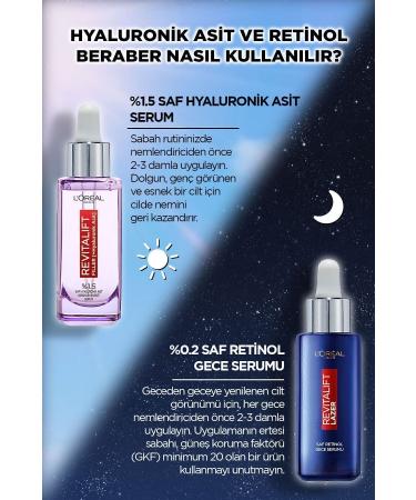 L'Oreal Paris Revitalift Filler 1.5% Pure Hyaluronic Acid Anti-Wrinkle Serum + Pure Retinol Night Serum - Buy Online on GoSupps.com