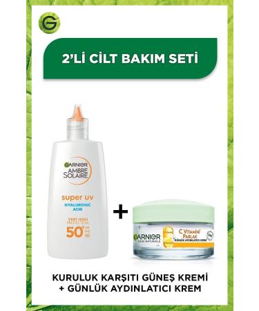 Garnier Ambre Solaire Hyaluronic Acid Sunscreen Face Cream & Vitamin C Brightening Daily Brightening Cream