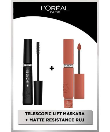 L'Oreal Paris Telescopic Lift Mascara & Infaillible Matte Resistance Liquid Matte Lipstick - 115 Snooze Your Alarm
