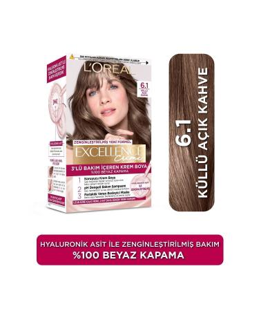 L'Oreal Paris Excellence Creme Hair Dye - 6.1 Ash Light Brown