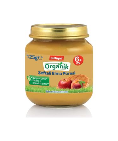 Organic Peach Apple Puree Jar Food 125 Gr