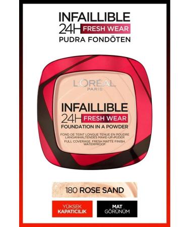 L'Oreal Paris Infaillible 24h Fresh Wear Powder Foundation 180 Rose Sand