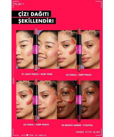 NYX Professional Makeup Wonder Stick Double-Ended Cream Blush Stick - Coral and Deep Peach - Buy Online on GoSupps.com