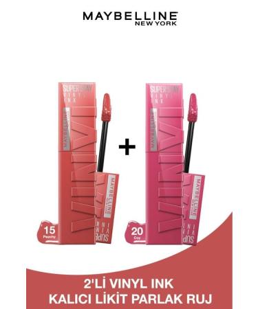 Maybelline New York Super Stay Vinyl Ink Long-Lasting Liquid Glossy Lipstick Set of 2 - 15 Peachy & 20 Coy
