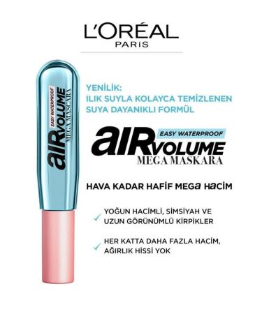 L'Oreal Paris L'or al Paris Air Volume Mega Easy Waterproof Mascara - Black - Buy Online on GoSupps.com