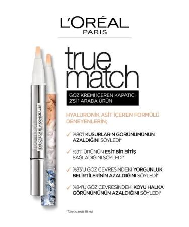 L'Oreal Paris True Match Eye Cream Concealer 2 in 1 3-5.5R Peach - Buy Online on GoSupps.com