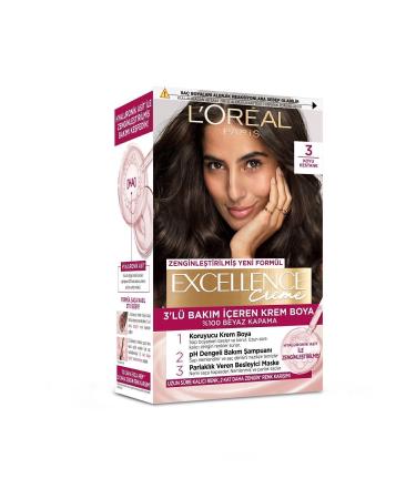 L'Oreal Paris Excellence Creme Hair Dye 3 Dark Chestnut - Buy Online on GoSupps.com
