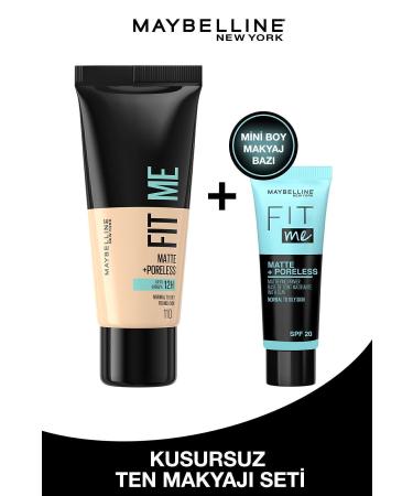 Maybelline New York Fit Me Matte+poreless Foundation 110 Porcelain & Mattifying Mini Makeup Base Advantage Set