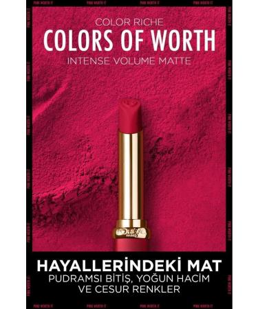 L'Oreal Paris Color Riche Colors Of Worth Intense Volume Matte Lipstick - 100 Pink Worth It - Buy Online on GoSupps.com