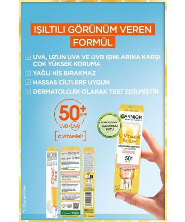 Garnier Vitamin C Bright Daily UV Protection Sun Face Cream Spf50 Luminous Texture 40ml - Buy Online on GoSupps.com