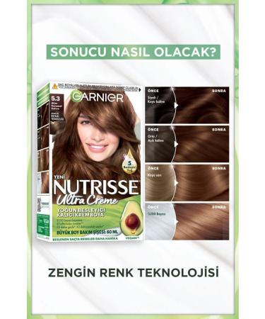 Garnier Nutrisse Intense Nourishing Permanent Cream Hair Dye 5.3 Golden Caramel Brown - Buy Online on GoSupps.com