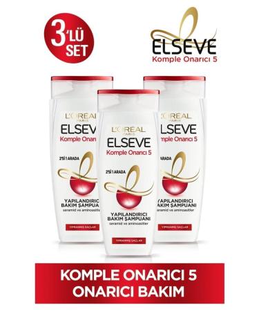 Elseve Complete Repair 5 Restructuring Care Shampoo 2 in 1 450 Ml 3 Piece Set