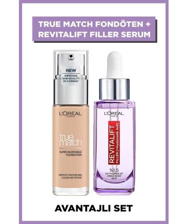 L'Oreal Paris Revitalift Filler %1.5 Pure Hyaluronic Acid Serum 30 Ml + True Match Foundation 2r Rose Vanilla