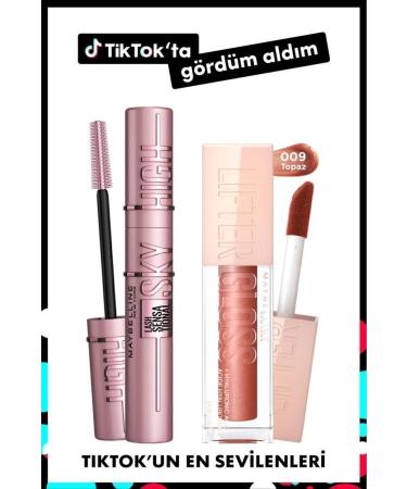 Maybelline New York Lash Sensational Sky High Mascara & Lifter Gloss Moisturizing Lip Gloss- 009 Topaz