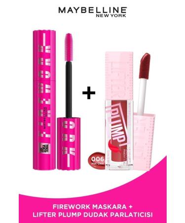 Maybelline New York Lash Sensational Firework Mascara & Lifter Plump Lip Gloss- 006 Hot Chili Makeup Set - Buy Online on GoSupps.com