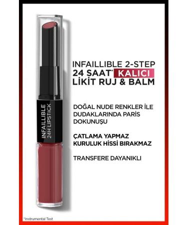 L'Oreal Paris L'or al Paris Infaillible 2-step 24 Hour Liquid Lipstick & Balm - 801 Toujours Toffee - Buy Online on GoSupps.com