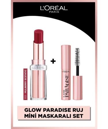 L'Oreal Paris Glow Paradise Balm-in-Lipstick Shimmering Lipstick 353 Mulberry Ecstatic & Mini Paradise Mascara 4.7 ML