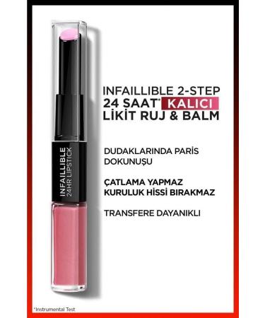 L'Oreal Paris Infaillible 2-step 24 Hour Liquid Lipstick & Balm - 213 Toujours Teaberry - Buy Online on GoSupps.com