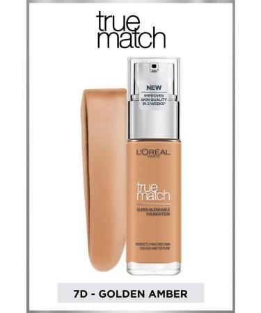 L'Oreal Paris L'or al Paris True Match Caring Foundation 7d Golden Amber - Buy Online on GoSupps.com