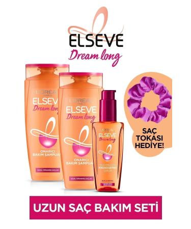 Elseve Dream Long Repair Care Shampoo 450 ml X2 & Dream Long Perfect Straight Smoothing Serum