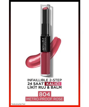 L'Oreal Paris L'or al Paris Infaillible 2-step 24 Hour Liquid Lipstick & Balm - 804 Metro-proof Rose