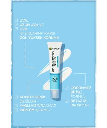 Garnier Pure And Clean Bha Niacinamide Daily Sunscreen Fluid Face Cream Spf50 40ml - Buy Online on GoSupps.com