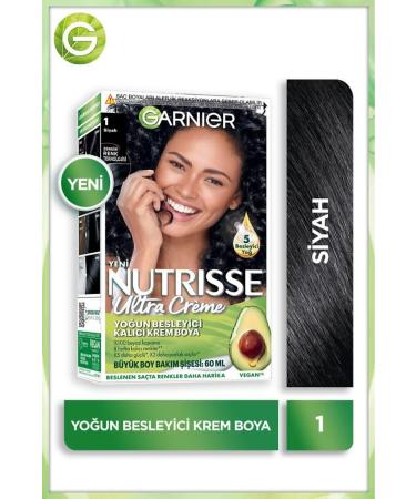 Garnier Nutrisse Intense Nourishing Permanent Cream Hair Dye 1 Black