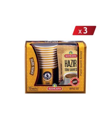 Alt ncezve Instant Turkish Coffee Office Set with Sugar 10 x 11 Gr - 3-PACK