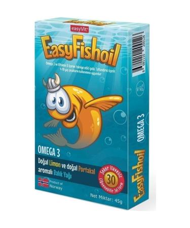 Easy Fishoil Kids Orange Flavor 30 Chewable Tablets
