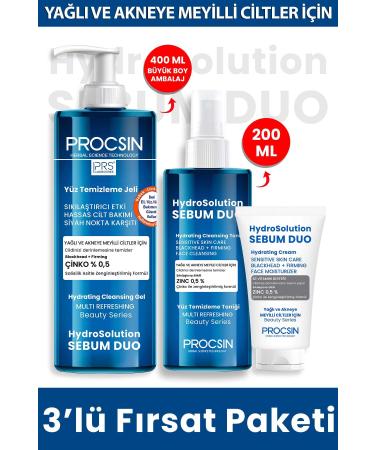 PROCSIN Hydrosolution Cream + Gel + Tonic Package