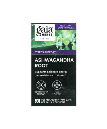 Gaia Herbs Asvaganda Root 60 Vegan Liquid Phyto-Caps usa version