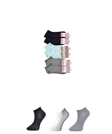 Skygo Black Grey and White Women's Ankle Socks 6 pairs