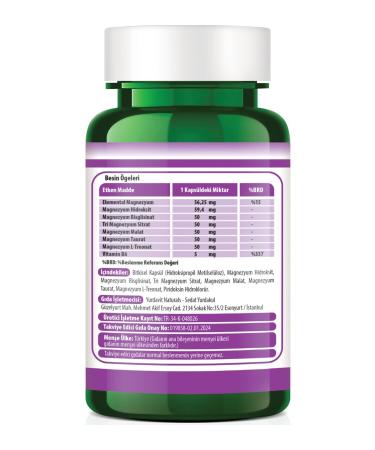 Yurdavit Magnesium Complex 60 Capsules Malate Bisglycinate Hydroxide Taurate L-Threonate Citrate B6 - Buy Online on GoSupps.com