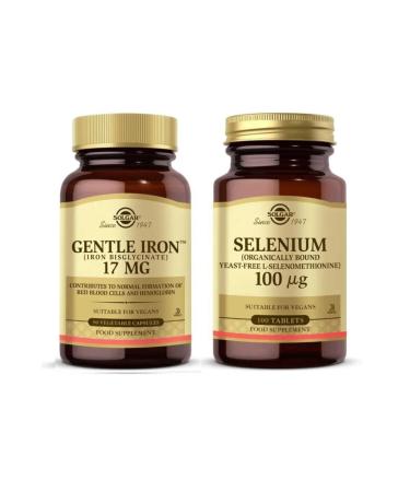Solgar Gentle Iron 17 Mg 90 Capsules Selenium 100 Tablets