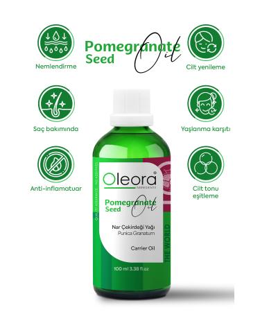 Oleora Pomegranate Seed Oil Pure Fixed Oil (POMEGRANATE SEEDS OIL) Carrier Oil Pure 100 ml - Buy Online on GoSupps.com